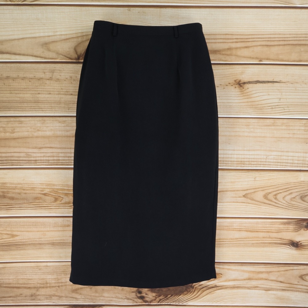 Sag Harbor Midi Pencil Skirt Womens Size 8P Black 100% Polyester Business Career